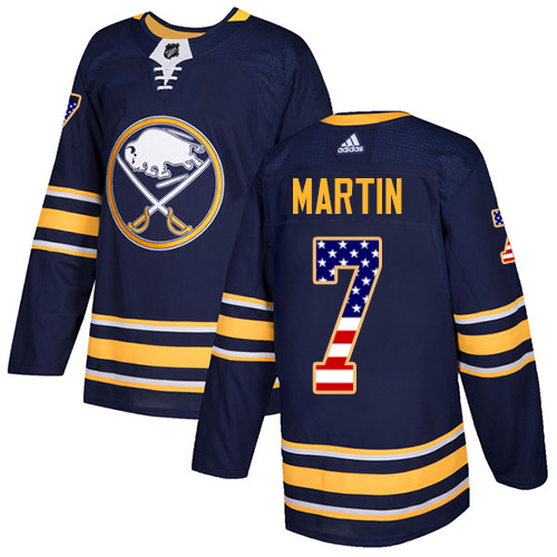 Adidas Sabres #7 Rick Martin Navy Blue Home Authentic USA Flag Stitched NHL Jersey